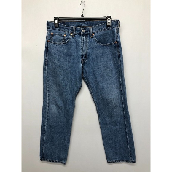 Levi's 505 Men Blue Denim Straight Leg 100% Cotton Jeans Size 34X29 B205 -3 - Picture 1 of 16